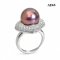 Approx. 12.0 mm, Edison Pearl, Solitaire Pearl Square CZ Paved Ring