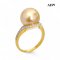 Approx. 11.0 mm, Gold South Sea Pearl, Solitaire Pearl Moissanite Paved Ring