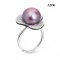 Approx. 11.0 - 12.0 mm, Edison Pearl, Solitaire Pearl Flower CZ Paved Ring