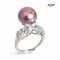 Approx. 12.0 mm, Edison Pearl, Solitaire Pearl Band Flower CZ Paved Ring
