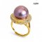 Approx. 13.0 mm, Edison Pearl, Solitaire Pearl Halo CZ Ring