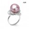 Approx. 12.0 mm, Edison Pearl, Solitaire Pearl Crossed Halo CZ Paved Ring
