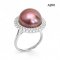 Approx. 13.0 mm, Edison Pearl, Solitaire Pearl Holo CZ Ring