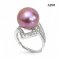 Approx. 12.0 mm, Edison Pearl, Solitaire Pearl Arrow CZ Paved Ring
