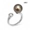 Approx. 9.0 mm, Tahitian Pearl, Pearl & CZ Head Open Ring