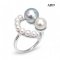 Approx. 3.5 mm and 6.0 mm and 8.0 mm, Akoya Pearl, Smiley Open Ring