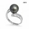 Approx. 9.0 mm, Tahitian Pearl, Solitaire Pearl Parallel Shoulder Ring