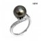 10.6 mm, Tahitian Pearl, Solitaire Pearl Parallel Shoulder CZ Paved Ring