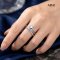 Approx. 7.0 mm, Akoya Blue Rose Pearl, Solitaire Pearl Triple Stripe CZ Paved Ring