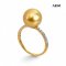 11.0 mm, Gold South Sea Pearl, Solitaire Pearl Shoulder Diamond Paved Ring