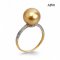 10.9 mm, Gold South Sea Pearl, Solitaire Pearl Ring Shoulder Diamond Paved
