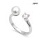 Approx. 5.9 mm, AK Pearl, Solitaire Pearl & Moissanite Open Ring