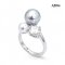 5.7 mm and 8.7 mm, AK Pearl and Akoya Pearl, Duo Pearl & Moissanite Open Ring