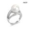 10.8 mm, Edison Pearl, Solitaire Pearl Triple Line CZ Paved Ring