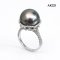 13.8 mm, Jumbo Size, Tahitian Pearl, Stencil Cap White Zircon Paved Solitaire Pearl Ring