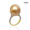 Approx. 15.33 mm, Gold South Sea Pearl, Solitaire Pearl Stencil Cup White Zircon Paved Ring