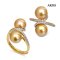 Approx. 8.0 mm, Gold South Sea Pearl, Twin Pearl Moissanite Paved Ring