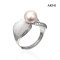 Approx. 8.0 mm, Hanamomo, Akoya Pearl, Twin Leaves Solitaire Pearl Ring