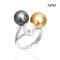 Approx. 8.0 mm and 9.0 mm and 10.0 mm, Akoya and Tahitian and South Sea Pearl, Trio Pearl Open Ring