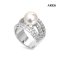 Approx. 8.5 mm, Hanamomo, Akoya Pearl, Five Stripes CZ Paved Solitaire Pearl Ring