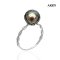 9.6 mm, Hanashinju, Tahitian Pearl, Solitaire Pearl Chain Link Shoulder Ring