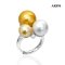 Approx. 9.0-12.0 mm, White and Gold South Sea Pearl, Triple Pearl Cluster Ring