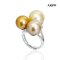 Approx. 10.0 -12.0 mm, Gold South Sea Pearl, Triple Pearl Cluster Ring