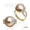 Approx. 13.0 mm up, Bluetopia, Amami Oshima Pearl, Dropped Double Line Moissanite Paved Shoulder Solitaire Pearl Ring
