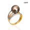 10.21 mm, Hanashinju, Tahitian Pearl, Four Stripes Diamond Paved Solitaire Pearl Ring