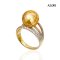 10.7 mm, Hanashinju, Gold South Sea Pearl, Four Stripes Diamond Paved Solitaire Pearl Ring