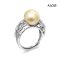 Approx. 11.0 mm, Gold South Sea Pearl, Solitaire Pearl Shoulder Bow CZ Ring