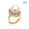 Approx. 12.0 -13.0 mm, Gold South Sea Pearl, Solitaire Pearl Flower Ring