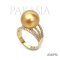 12.6 mm, Gold South Sea Pearl, Solitaire Pearl Four Stripes Diamond Ring