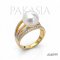 Approx. 9.6 mm up, Sumo, Akoya Pearl, Solitaire Pearl Four Stripes CZ Ring