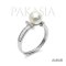 Approx. 6.0 mm, Moonlight, Akoya Pearl, Solitaire Pearl, T Shoulder CZ, Ring