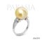 Approx. 11.0 -12.0 mm, Gold South Sea Pearl, Solitaire Pearl, Shoulder Bow CZ Paved, Ring