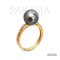 Approx. 9.0 mm, Tahitian Pearl, Solitaire Pearl, Shoulder CZ, Ring