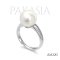 Approx. 10.0 mm up, White South Sea Pearl, Solitaire Pearl, Three Stripes CZ, Ring