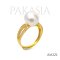 Approx. 10.0 mm, White South Sea Pearl, Solitaire Pearl, Three Stripes CZ, Ring
