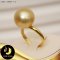 แหวนมุก South Sea เม็ดเดี่ยว สีทอง Light Gold ตัวเรือนแหวนเกลี้ยง ทองแท้ 18 K น้ำหนักทอง 1.9 g / R794