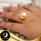 แหวนมุก South Sea เม็ดเดี่ยว สีทอง Light Gold ตัวเรือนแหวนเกลี้ยง ทองแท้ 18 K น้ำหนักทอง 1.9 g / R794