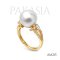 Approx. 11.0 - 12.0 mm, White South Sea Pearl, Solitaire Pearl, Shoulder Bow CZ Paved, Ring