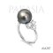 Approx. 10.0 mm, Tahitian Pearl, Solitaire Pearl, CZ Shoulder, Ring