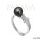 Approx. 7.0 mm, Tahitian Pearl, Solitaire Pearl, Flower CZ, Ring