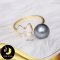 แหวน Open ring ผีเสื้อเปลือกหอยมุก และมุกตาฮิติเม็ดเดี่ยว มุกตาฮิติคัดเกรด สีดำ ทรงกลม ขนาด 8 mm เกรด AA+ ตัวเรือนเงินแท้ 92.5 ชุบทอง / LZFN-A251 / ง251