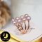 แหวน Open Ring มุกน้ำจืดคัดเกรด สีม่วง 6 เม็ด ทรง Semi-round ขนาด 6 - 7 mm เกรด AAA ตัวเรือนเงินแท้ 92.5 ชุบ Pink Gold/C005