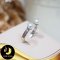 แหวน Open Ring หัวมุกทวิน มุกน้ำจืดคัดเกรด สีขาว 2 เม็ด ทรงกลม ขนาด 6 mm เกรด AAA ตัวเรือนเงินแท้ 92.5 ชุบทองคำขาว / C020