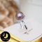 แหวนมุกเม็ดเดี่ยวบนฐานล้อมพลอยแท้ มุกน้ำจืด Edison คัดเกรด สีม่วง ทรงกลม ขนาด 10 mm เกรด AA+ ตัวเรือนเงินแท้ 92.5 ชุบทองคำขาว ประดับพลอยแท้ White Topaz / C023