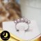 แหวนมุกมงกุฎไข่ปลา ปรับไซส์ได้ มุกน้ำจืดคัดเกรด สีม่วง 5 เม็ด ทรงกลม ขนาด 4 mm เกรด AAA ตัวเรือนเงินแท้ 92.5 ชุบทองคำขาว / C046