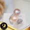 แหวน Open Ringl หัวมุกทวิน มุกน้ำจืดคัดเกรด สีมัลติคัลเลอร์ ทรงซาลาเปา ขนาด 10 mm เกรด AA+ ตัวเรือนเงินแท้ 92.5 ชุบทองคำขาว ประดับเพชร CZ / C053